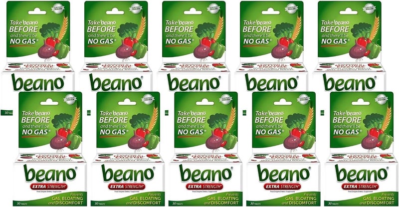 Beano Extra Strength Gas Prevention  Digestive Enzyme Supplement 30 Count Pack of 10 - Image 1