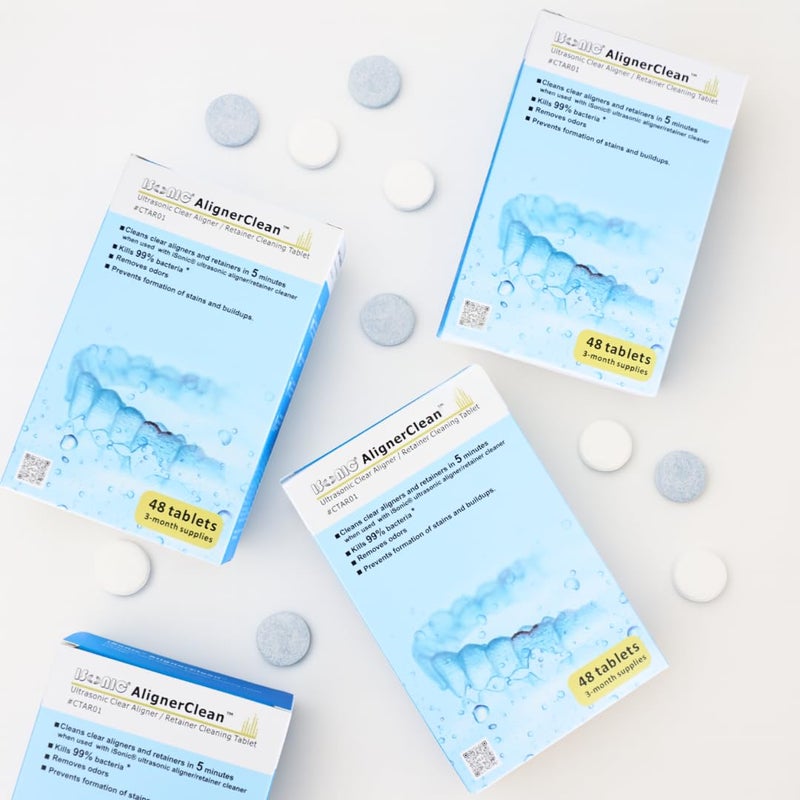 iSonic AlignerCleanâ„¢ CTAR01x4, Ultrasonic Cleaning Tablet for daily cleaning of aligners/retainers, dental appliances, night guards, cpap components. 48 Tablets x4 pack - Image 2