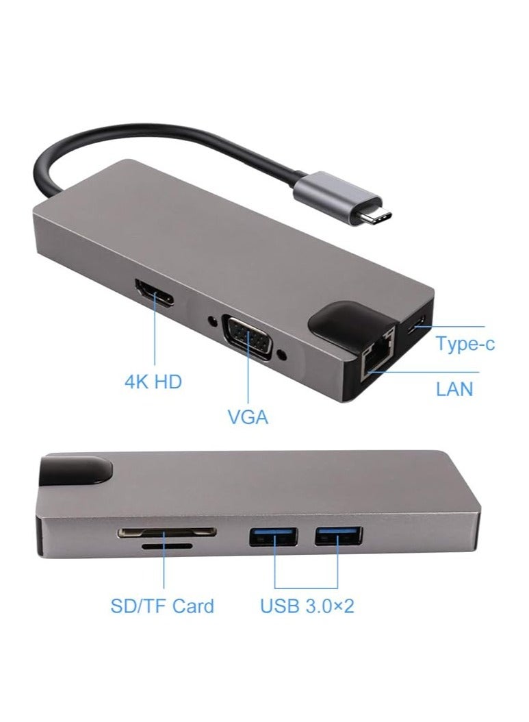 general 8-in-1 USB C Hub, Type-C Hub Adapter with 4K HDMI, 1080P VGA, 2 USB 3.0 ports, Type C PD, Gigablit Ethernet, compatible with MacBook pro, Dell, HP and more Type C devices. - Image 2