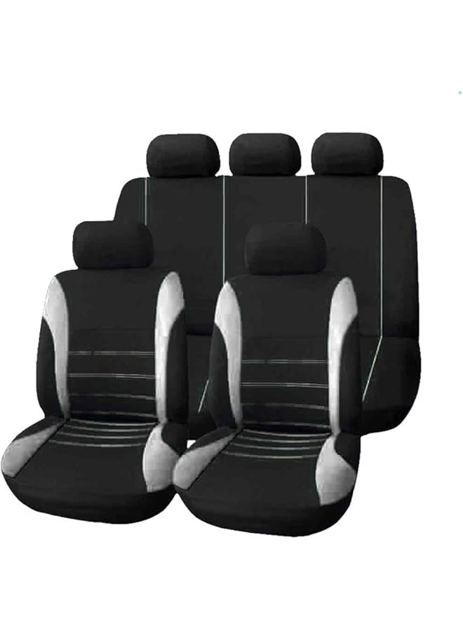 9Pcs Universal Pvc Car Seat Cover Cloth Art Auto Interior Decoration Protect Covers For Four Seasons (Grey) - Image 1