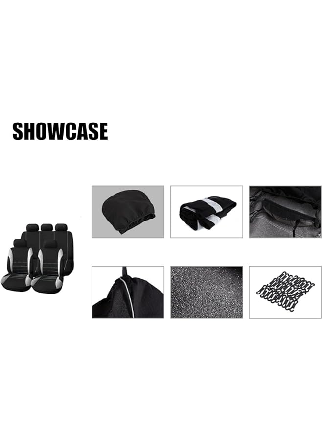 9Pcs Universal Pvc Car Seat Cover Cloth Art Auto Interior Decoration Protect Covers For Four Seasons (Grey) - Image 3
