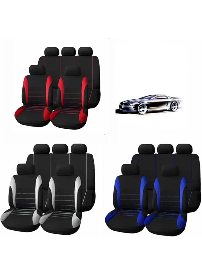 9Pcs Universal Pvc Car Seat Cover Cloth Art Auto Interior Decoration Protect Covers For Four Seasons (Grey) - Image 2