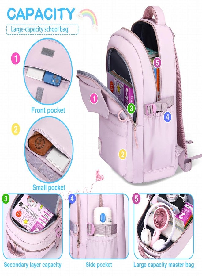 PRAGARI Kids School Backpack for Teens Girls Aesthetic Purple Backpack Lightweight College Laptop Casual Travel Bookbag - Image 3