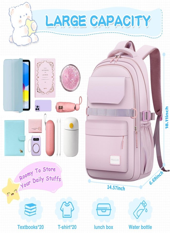 PRAGARI Kids School Backpack for Teens Girls Aesthetic Purple Backpack Lightweight College Laptop Casual Travel Bookbag - Image 2