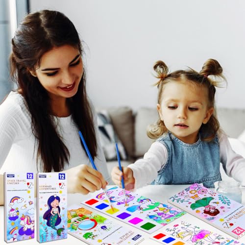 JUNQIU US JUNQIU 4Pack Paint with Water Books for Kids, Watercolor Painting Coloring Books for Toddlers, Arts and Crafts for Girls Gifts, Stocking Stuffers For Kids - Image 5