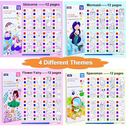 JUNQIU US JUNQIU 4Pack Paint with Water Books for Kids, Watercolor Painting Coloring Books for Toddlers, Arts and Crafts for Girls Gifts, Stocking Stuffers For Kids - Image 4