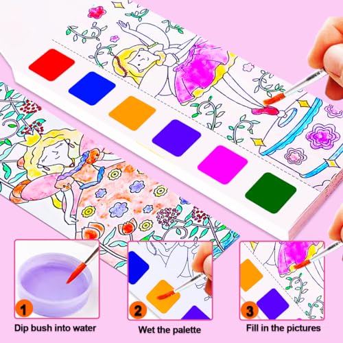 JUNQIU US JUNQIU 4Pack Paint with Water Books for Kids, Watercolor Painting Coloring Books for Toddlers, Arts and Crafts for Girls Gifts, Stocking Stuffers For Kids - Image 2
