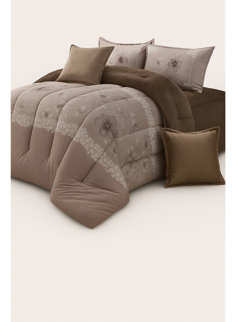 مون مفرش شتوي ملكي فاخر 6 قطع وجهين (مخمل × فرو) لنفرين – دفء وأناقة في كل ليلة - Image 2