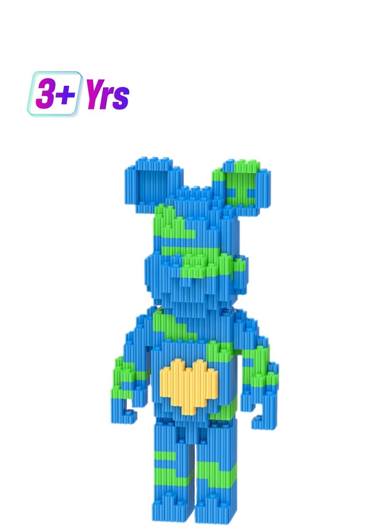 Miniature Small Particle Puzzle Building Blocks Gift Children's Educational Toy Puzzle (Teal Standing Bear) - Image 1