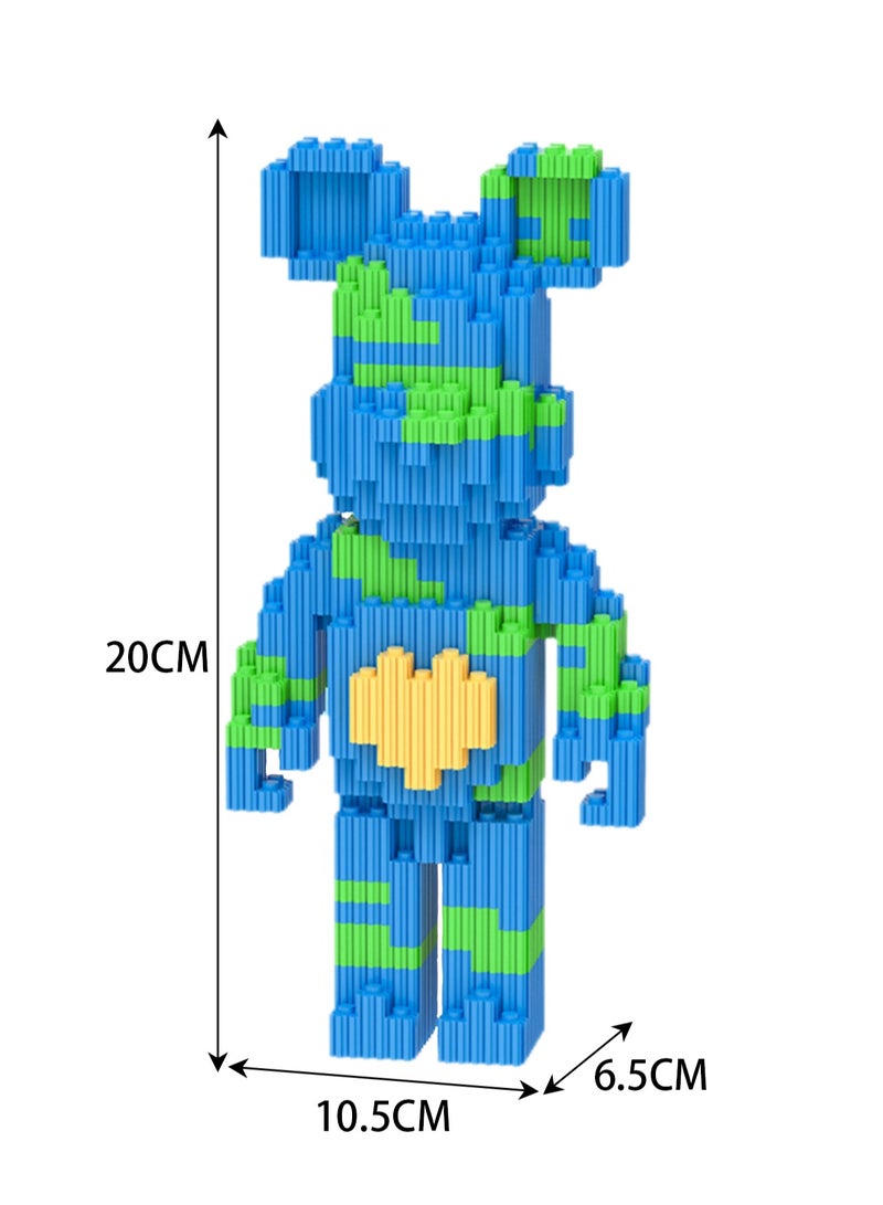 Miniature Small Particle Puzzle Building Blocks Gift Children's Educational Toy Puzzle (Teal Standing Bear) - Image 2