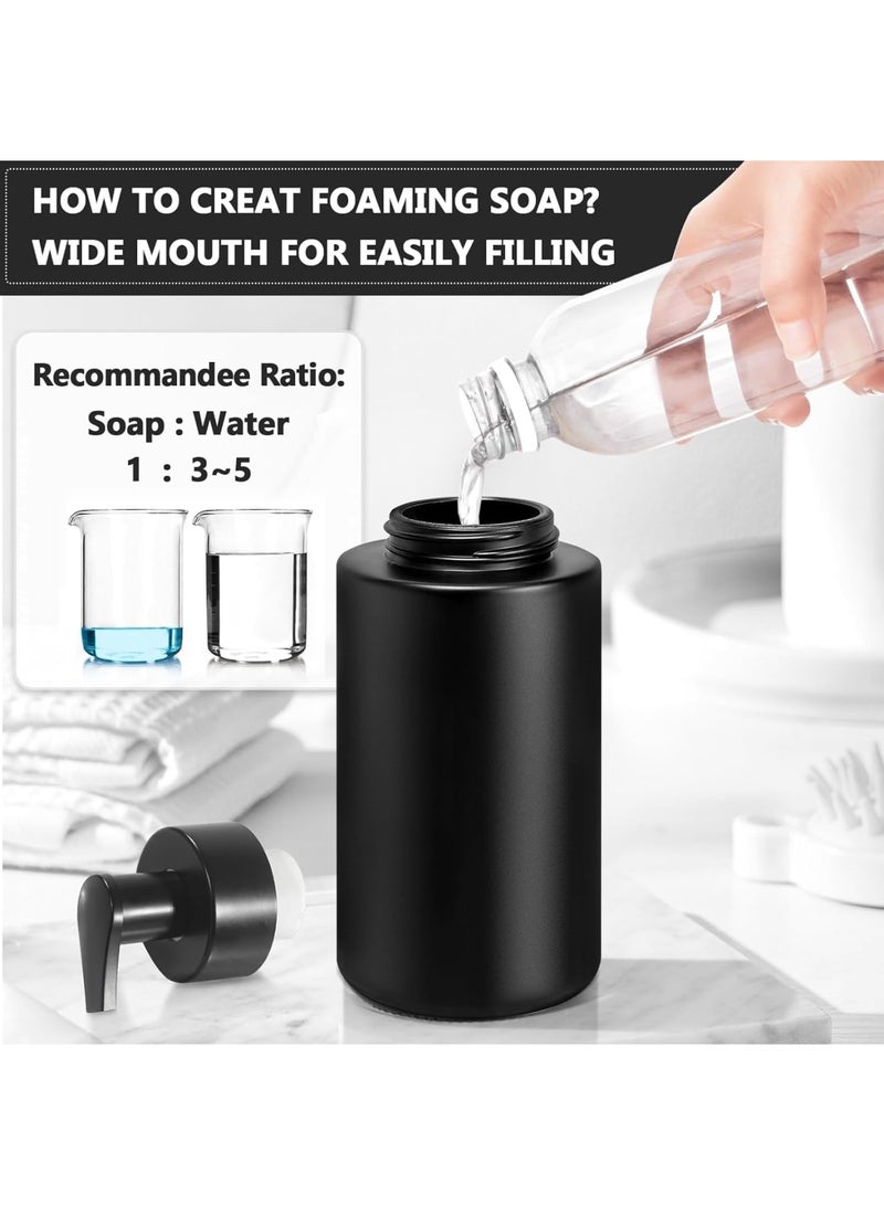 SYOSI Foaming Hand Soap Dispenser, Matte Black Glass Foaming Pump for Bathroom and Kitchen, Refillable 10oz 300ml Bottle, Easy to Use and Durable, 2 Pack, Black - Image 5