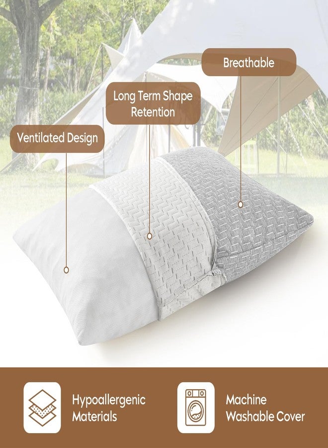 PEUJEW Camping Pillow Shredded Memory Foam Pillow, Compressible Travel Pillow Breathable Cover, Ideal Backpacking Airplane Hiking - Image 2
