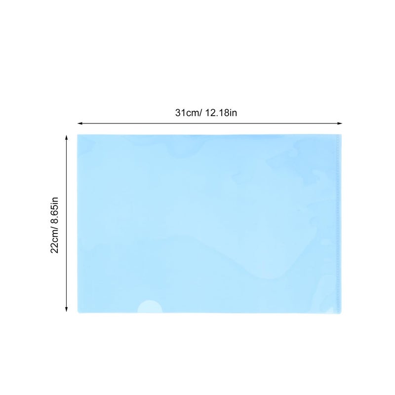 Blue Plastic A4 Document Folders with L Shaped Pocket 30pcs Receipt Organizer - Image 3