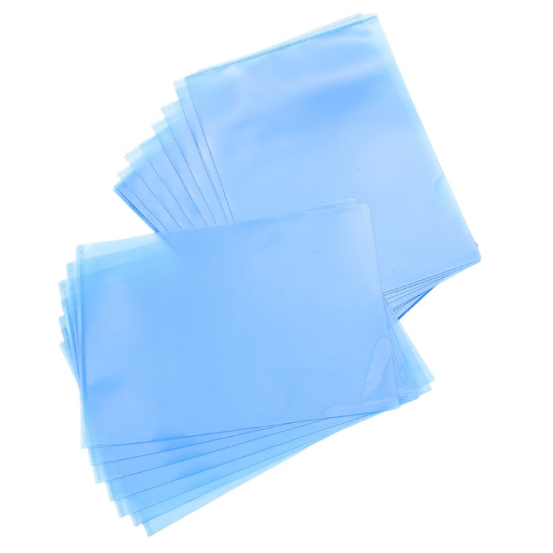 Blue Plastic A4 Document Folders with L Shaped Pocket 30pcs Receipt Organizer - Image 2