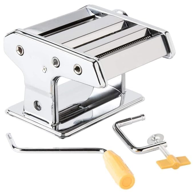 AJARVAR Mart Pasta Maker Machine Manual Stainless Steel Noodles Maker7 Adjustable Thickness Settings Pasta Roller Press and Cutter for Spaghetti Fettuccini Lasagna or Dumpling SkinsSilver - Image 1