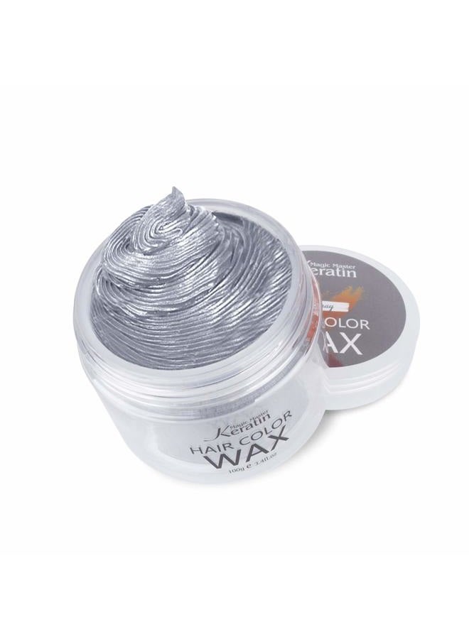 Magic Master Keratin Gray Hair Color Wax, 3.4 Fl Oz, Natural Washable Temporary Hair Color for Kids Girls Women & Men Dark Hair, Party, Cosplay, Festival & Halloween - Image 1