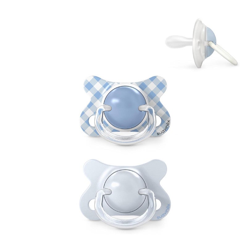 Suavinex, Pack of 2 Baby Pacifiers Newborn and Small, Special Size Mini -2/2 Months, SX Pro Symmetrical and Flexible Silicone Physiological Teat, Respects Oral Development, Wild&Free Blue - Image 1