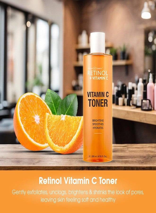 RETINOL تونر الوجه ريتينول + فيتامين سي للتفتيح ومكافحة الشيخوخة - تونر مرطب لتقليل الخطوط الدقيقة والبقع الداكنة - مناسب لجميع أنواع البشرة - 200 مل - Image 2