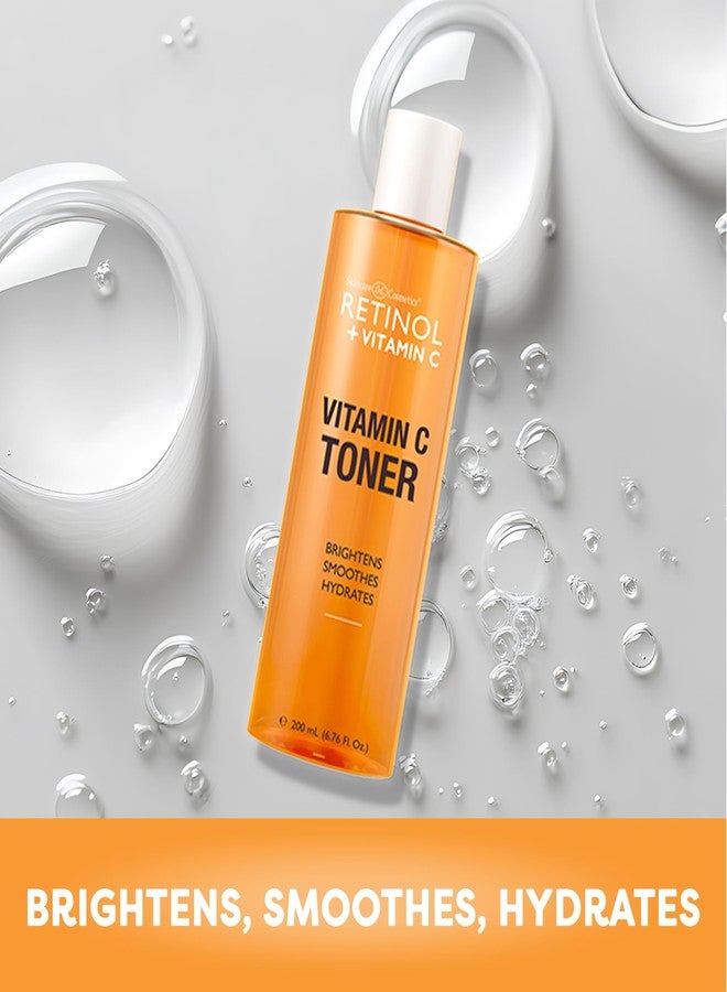 RETINOL تونر الوجه ريتينول + فيتامين سي للتفتيح ومكافحة الشيخوخة - تونر مرطب لتقليل الخطوط الدقيقة والبقع الداكنة - مناسب لجميع أنواع البشرة - 200 مل - Image 4