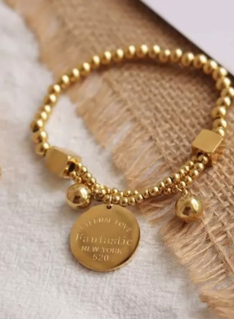 LAOONT Stainless Steel Bracelet, Gold-Colored with A Modern Design for Women - Image 1