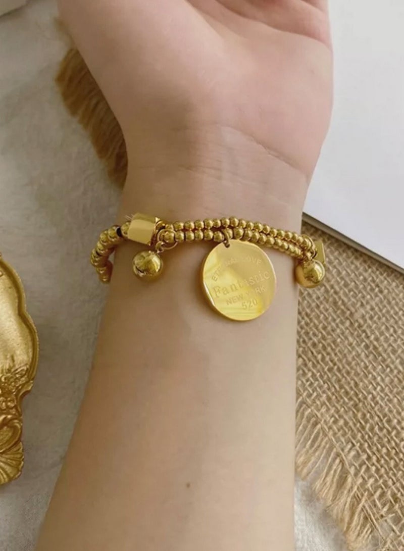 LAOONT Stainless Steel Bracelet, Gold-Colored with A Modern Design for Women - Image 2