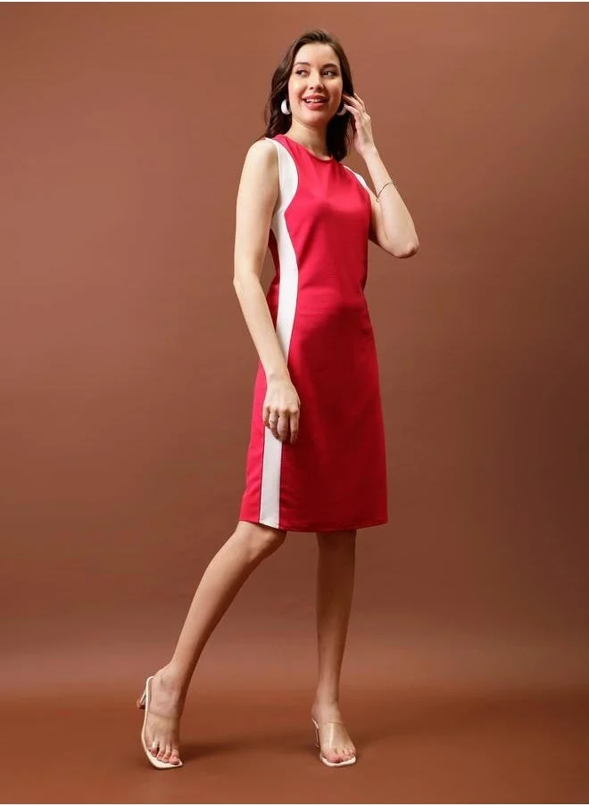 Athena Athena Contrast Side Panel Sheath Knee Length Dress