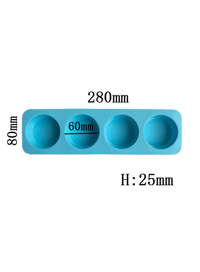 Silicone 4-connected Soap Mold Round Chocolate DIY Cake Ice Cube Biscuit Pastry Handmade Baking Mold-Color:Rice Powder - Image 4