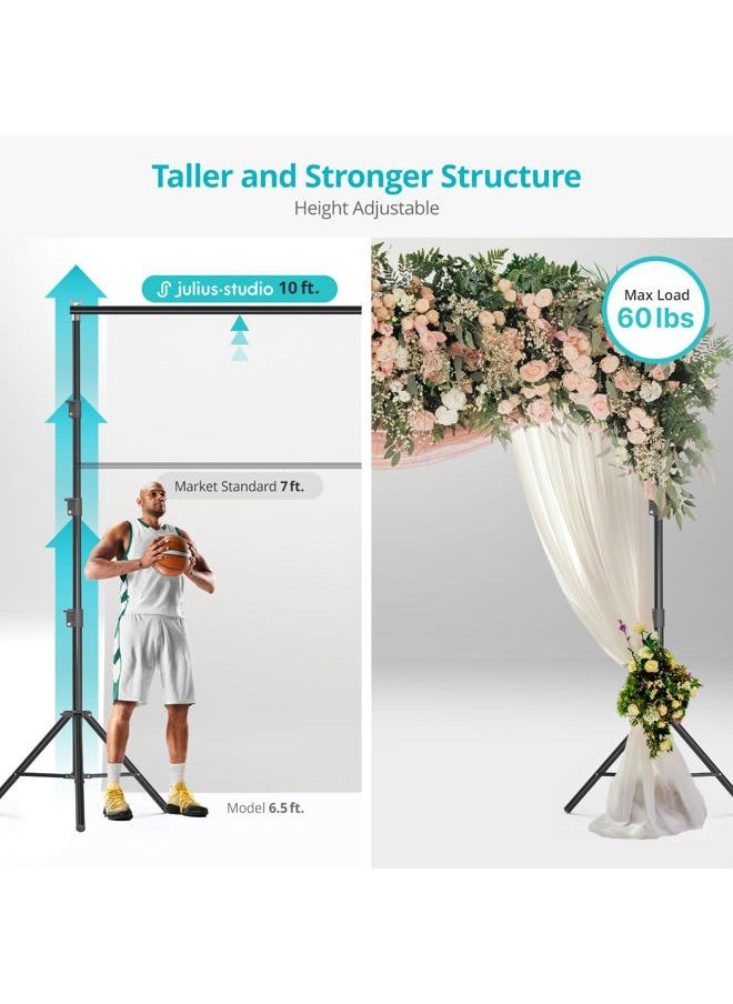 JS JULIUS STUDIO Julius Studio [Enhanced Heavy Duty] 12.5 x 10 ft. (W x H) Extra Large Adjustable Backdrop Stand Background Support, Metal Cap Head, Strong Stability No Shaking No Bending, Anti Slip Shoes, JSAG242  - Image 3