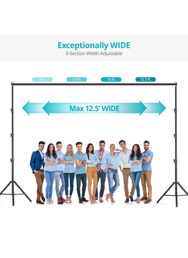 JS JULIUS STUDIO Julius Studio [Enhanced Heavy Duty] 12.5 x 10 ft. (W x H) Extra Large Adjustable Backdrop Stand Background Support, Metal Cap Head, Strong Stability No Shaking No Bending, Anti Slip Shoes, JSAG242  - Image 2