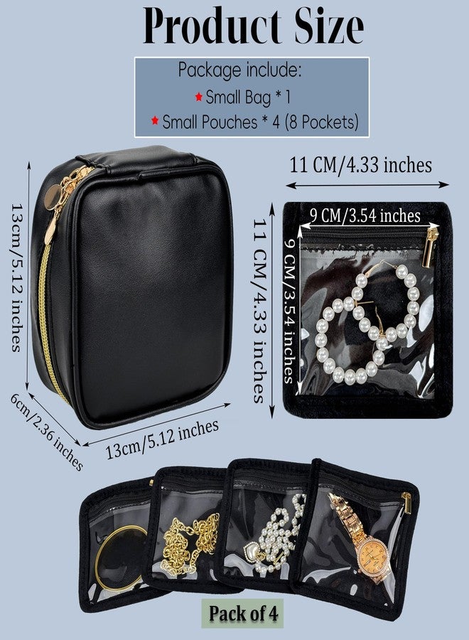 LingLingo Travel Jewelry Case Small, Jewelry Organizers and Storage, Mini Travel Jewelry Bag with 8 Pcs Clear Zipper Velvet Pockets for Earrings, Rings, Necklace, Bracelet, Watch,Travel Essentials for Women - Image 4