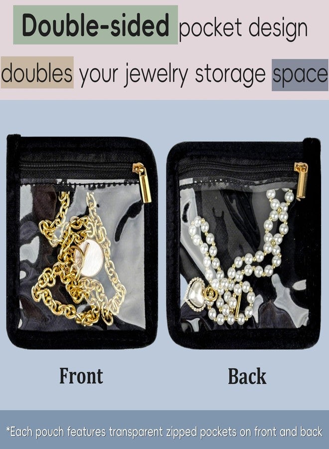 LingLingo Travel Jewelry Case Small, Jewelry Organizers and Storage, Mini Travel Jewelry Bag with 8 Pcs Clear Zipper Velvet Pockets for Earrings, Rings, Necklace, Bracelet, Watch,Travel Essentials for Women - Image 5