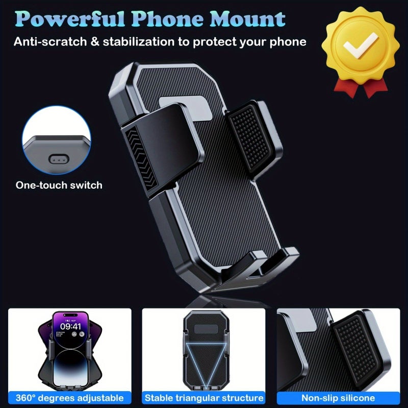 Black Car Dashboard Phone Holder with Improved Suction Cup One Button Release Adjustable Base - Image 5