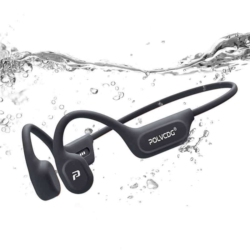 POLVCDG Swimming Headphones,IPX8 Waterproof Bone Conduction Headphones,32GB Memory Open Ear Headphones with Mic,Wireless Bluetooth Earphones Underwater Sport Earbuds for Running Workout Cycling - Image 1