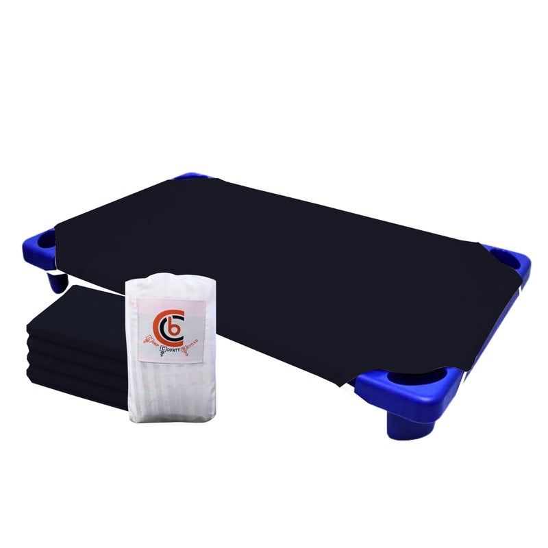 camp county beyond Camp County Beyond Cot Sheets for Toddler and Preschool  DaycarePreSchool Cot Sheet  Corner Elastic Loops  Cot Bed Fitted Sheet  Poly Cotton Surface Pack of 6 22 W X 52 L  Navy Blue 