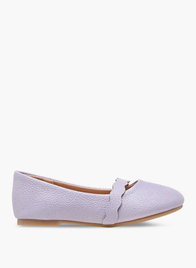 Girls Textured Slip-On Ballerina Shoes