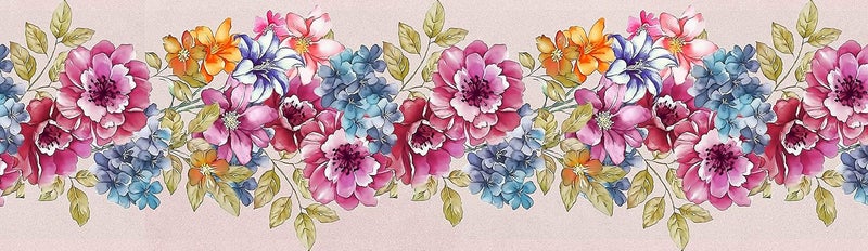 WallDesign ملصق حدودي من زهور السوسن الأزرق والف rose البري - عرض 5.25 بوصة وطول 5 أقدام - Image 1
