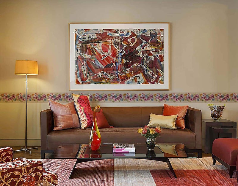 WallDesign ملصق حدودي من زهور السوسن الأزرق والف rose البري - عرض 5.25 بوصة وطول 5 أقدام - Image 3
