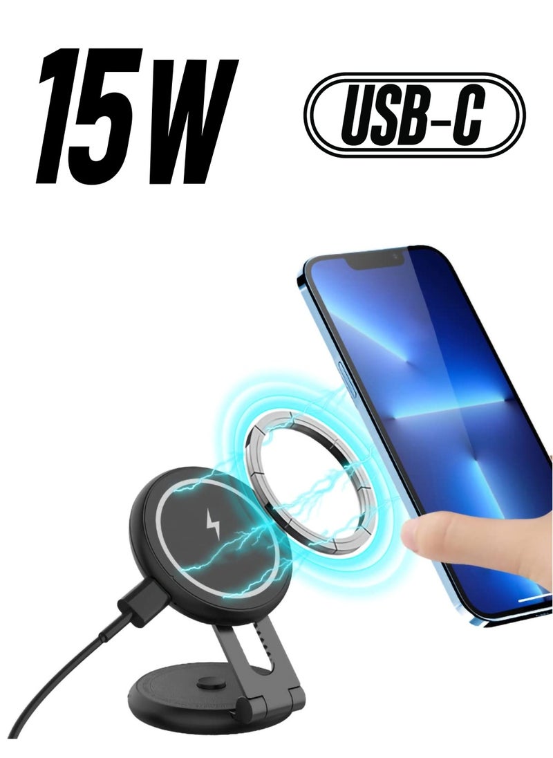 SYOSI - Magnetic Wireless Car Charger Mount Compatible with MagSafe Designed for Tesla Model 3/Y, 15W Fast Charging Magnetic Car Phone Mount Foldable Invisible Dashboard for iPhone 14/13/12(Black) - Image 1