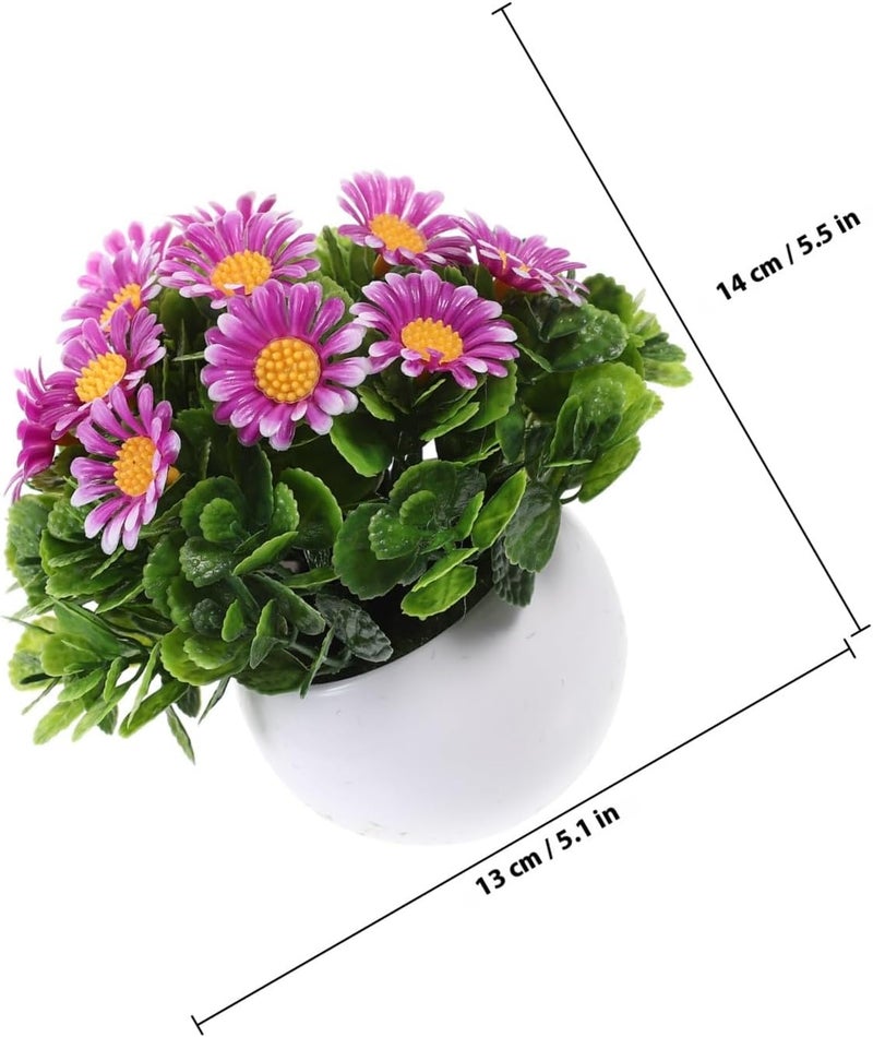 Artificial Daisy Bonsai Potted Plant Simulation Faux Chrysanthemum Flower Pot Indoor Home Décor Greenery Accent for Living Room Table Display - Image 2