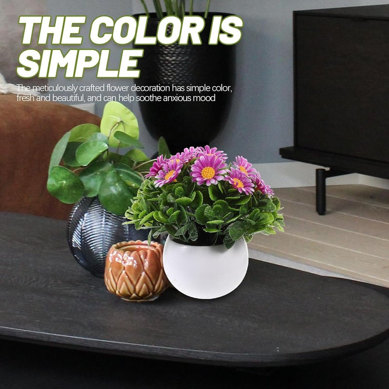 Artificial Daisy Bonsai Potted Plant Simulation Faux Chrysanthemum Flower Pot Indoor Home Décor Greenery Accent for Living Room Table Display - Image 5