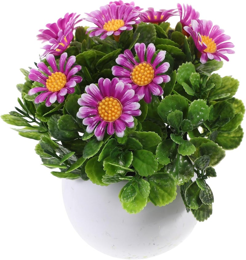 Artificial Daisy Bonsai Potted Plant Simulation Faux Chrysanthemum Flower Pot Indoor Home Décor Greenery Accent for Living Room Table Display - Image 1