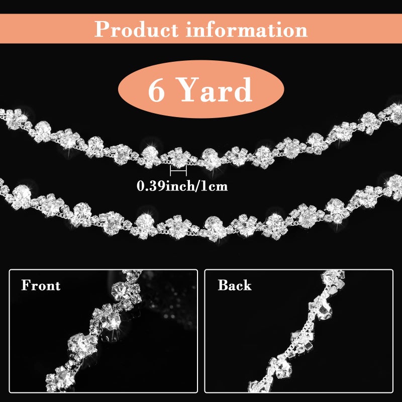 Kigeli Bling Rhinestone Trim Crystal Chain Applique Rhinestone Applique Sewing Embellishments for DIY Dress Clothing Wedding Crafts Bridal Jewelry, 0.39 Inch Wide(6 Yards,White) - Image 4