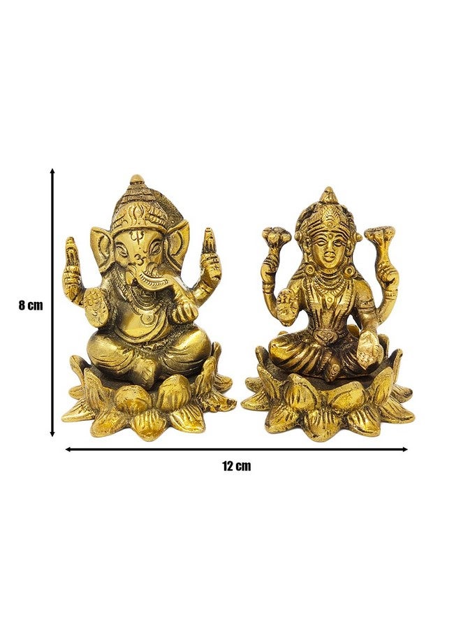Affinity AFFINITY Brass Laxmi Ganesh Statue Lotus Flower | Lakshmi Ganesha Idol Laxmi Ganesh Murti | Metal Laxmi Ganesh Idol with Diya | Lakshmi Ganesha Showpiece, Diwali Gift (1 Laxmi & 1 Ganesh)  - Image 2
