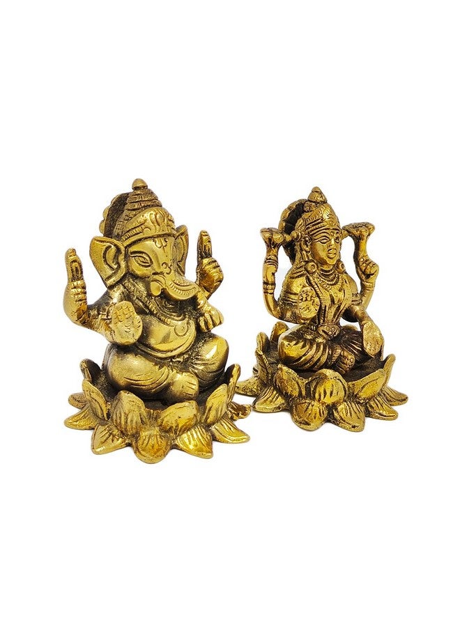 Affinity AFFINITY Brass Laxmi Ganesh Statue Lotus Flower | Lakshmi Ganesha Idol Laxmi Ganesh Murti | Metal Laxmi Ganesh Idol with Diya | Lakshmi Ganesha Showpiece, Diwali Gift (1 Laxmi & 1 Ganesh)  - Image 3