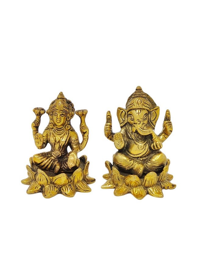 Affinity AFFINITY Brass Laxmi Ganesh Statue Lotus Flower | Lakshmi Ganesha Idol Laxmi Ganesh Murti | Metal Laxmi Ganesh Idol with Diya | Lakshmi Ganesha Showpiece, Diwali Gift (1 Laxmi & 1 Ganesh)  - Image 4