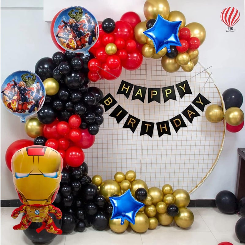 HK Balloons بالونات HK 48 قطعة مجموعة زينة عيد ميلاد بموضوع الرجل الحديدي للأولاد بالونات للزينة حفلات زينة خلفية مجموعة - Image 1