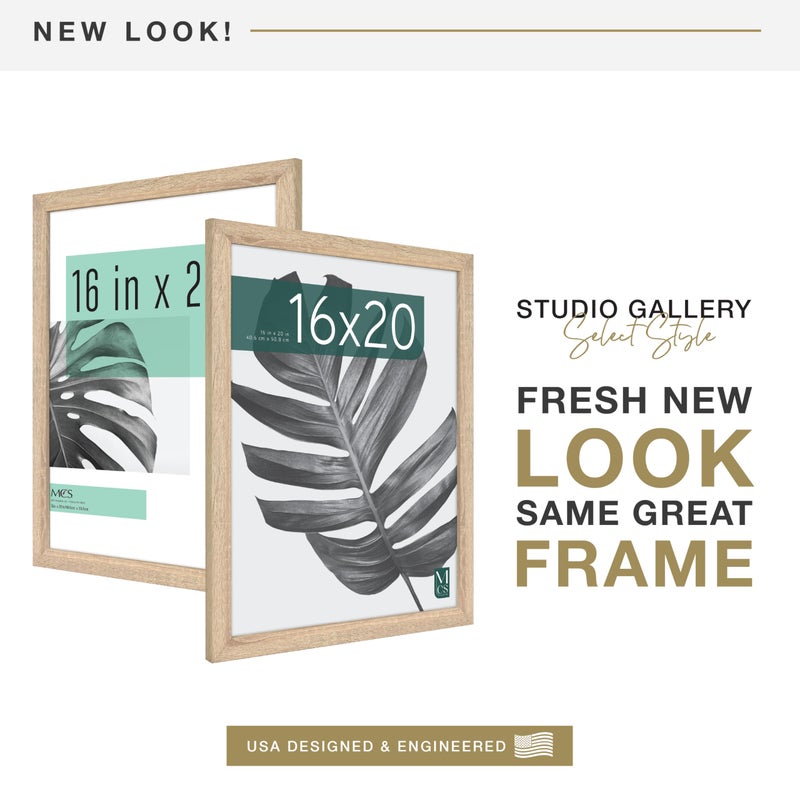 أم سي أس MCS Studio Gallery 16x20 Poster Frame Natural Woodgrain Vertical & Fenizontal Wall Hanging إطار صورة كبير للصور الملصقات والمطبوعات الفنية (حزمة) - Image 2