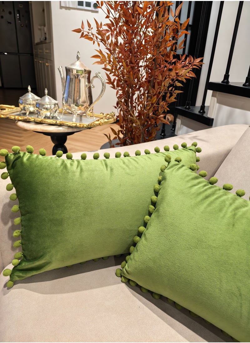 Generic Pack of 2,Lovely and warm green Decorative Lumbar pillows Throw Pillow Cover Cushion Covers Pillowcase, Home Decorations for Sofa Couch Bed Chair 30x50 cm  - Image 1