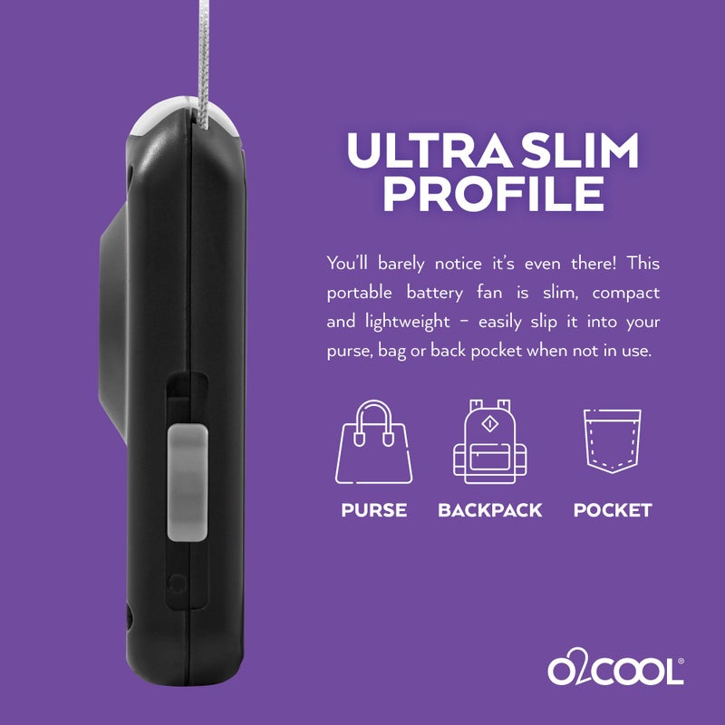 O2COOL Battery Powered Deluxe Necklace Fan For Personal Cooling With Adjustable Lanyard (Black) - Image 4