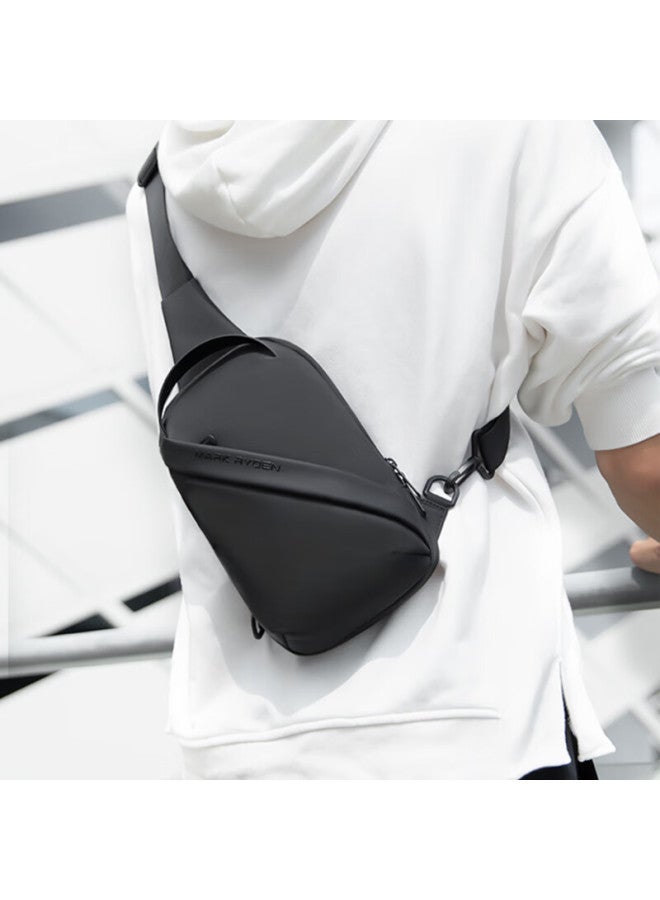 Mark Ryden Chest Bag, Men's Shoulder Bag, Fashionable Cycling Crossbody Bag, Multifunctional Sports Ipad Bag, Mr8518 Elegant Black - Image 1